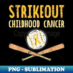 Baseball Strikeout Childhood Cancer Awareness Ribbon Support - Elegant Sublimation PNG Download - Revolutionize Your Designs