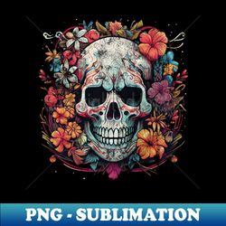 skull and flowers beautiful illustrated graphic - unique sublimation png download - unlock vibrant sublimation designs