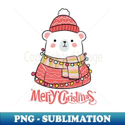 merry christmas a cute polar bear illustration - png sublimation digital download - boost your success with this inspirational png download
