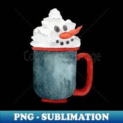 Hot Chocolate Snowman - red and blue mug - Decorative Sublimation PNG File - Fashionable and Fearless