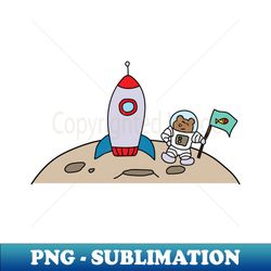 cute astronaut bear with rocketship on the moon - Instant PNG Sublimation Download - Unleash Your Inner Rebellion