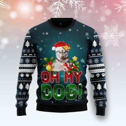 Siberian Husky Oh My Dog! Sweater, Ugly Christmas Sweater for Dog Lovers