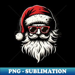 Hipster Santa with Red Hat and Sunglasses - PNG Transparent Digital Download File for Sublimation - Perfect for Creative Projects