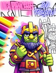 Coloring Book Warriors,Easy Coloring Book,Coloring Book For Children and Adults,Easy and Fun Coloring Book,Digital Item