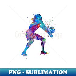 girl volleyball watercolor painting art print sports gifts - trendy sublimation digital download - defying the norms