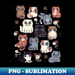 kawaii cats and kittys pattern - retro png sublimation digital download - enhance your apparel with stunning detail