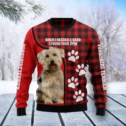 Yorkshire Terrier Paw Sweater, Ugly Christmas Sweater for Dog Lovers