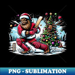 Funny Santa Bigfoot Play Cricket Reindeer Christmas - Sublimation-Ready PNG File - Perfect for Sublimation Mastery