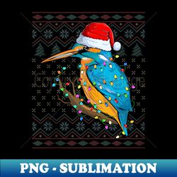 Kingfisher Xmas Lights - Santa Hat - Ugly Christmas Kingfisher - Instant PNG Sublimation Download - Instantly Transform Your Sublimation Projects