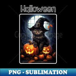 Halloween black cat with pumpkin - Premium PNG Sublimation File - Fashionable and Fearless