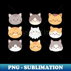 cute kitty pattern nine adorable minimalist cats - artistic sublimation digital file - bold & eye-catching