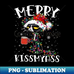 Merry Kissmyass Cat Christmas light Funny - Trendy Sublimation Digital Download - Revolutionize Your Designs