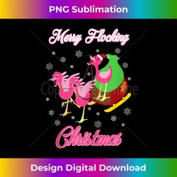 Merry Flocking Christmas Pink Flamingo Reindeer Santa Clause Tank Top - Sleek Sublimation PNG Download - Chic, Bold, and Uncompromising