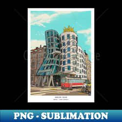 Dancing House Prague Czech Republic Illustration - Instant Sublimation Digital Download - Boost Your Success with this Inspirational PNG Download