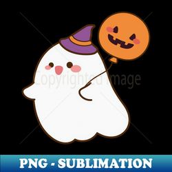cute ghost with pumpkin balloon - professional sublimation digital download - create with confidence