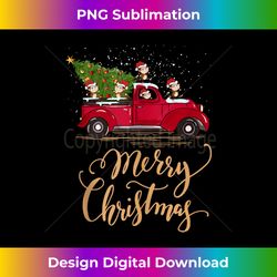 Merry Christmas Monkey Santa Hat Red Truck Xmas Tree Lights Tank To - Sublimation-Optimized PNG File - Infuse Everyday with a Celebratory Spirit