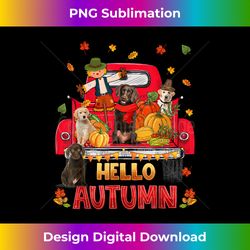 Hello Autumn Fall Labrador Thanksgiving Pumpkin Maple Leaf - Timeless PNG Sublimation Download - Access the Spectrum of Sublimation Artistry