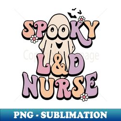 Retro Cute Spooky L and D Nurse Halloween - Special Edition Sublimation PNG File - Enhance Your Apparel with Stunning Detail