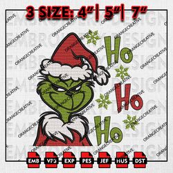 Ho Ho Ho Grinch Embroidery files, Christmas Grinch Emb Designs, Grinch Machine Embroidery File, Digital Download