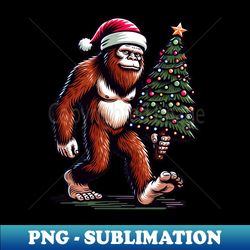 santa sasquatch bigfoot with christmas tree & hat funny - professional sublimation digital download - create with confidence