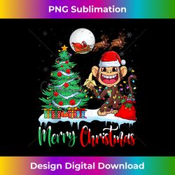 Monkey Santa Hat Xmas Lights Tree Merry Christmas Monkey Tank To - Futuristic PNG Sublimation File - Animate Your Creative Concepts