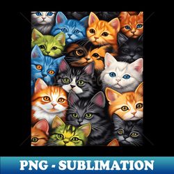 Funny Cat many cats Cute Kawaii Cat Cute eyes many kittens - Vintage Sublimation PNG Download - Transform Your Sublimation Creations