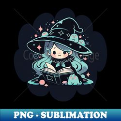 Baby Witch Virgo Zodiac Sign Reading Spell Book Chibi Style - Premium PNG Sublimation File - Perfect for Sublimation Mastery