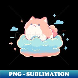 Kawaii - Cloud Kitty - Elegant Sublimation PNG Download - Boost Your Success with this Inspirational PNG Download