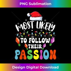 Most Likely To Follow Their Passion Tree Light Christmas Tank Top - Artisanal Sublimation PNG File - Immerse in Creativity with Every Design