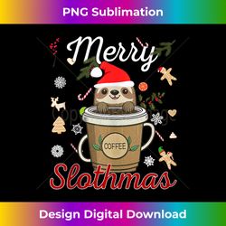 Merry Slothmas Funny Vintage Sloths & Coffee Lover Christmas Tank To - Sleek Sublimation PNG Download - Challenge Creative Boundaries
