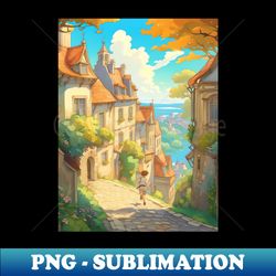 beautiful european anime landscape - instant png sublimation download - fashionable and fearless