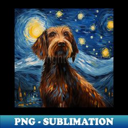 German Wirehaired Pointer Night - Modern Sublimation PNG File - Boost Your Success with this Inspirational PNG Download