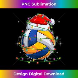 Funny Santa Volleyball Ball & Net Christmas Lights Xmas PJS Tank Top - Classic Sublimation PNG File - Chic, Bold, and Uncompromising