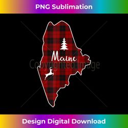 Maine State Red Plaid Reindeer Xmas Tree Gift Family - Minimalist Sublimation Digital File - Rapidly Innovate Your Artistic Vision