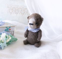 Bear Stuffed Toy, Woodland little animal, Cute Teddy bear, Collector Stuffed Soft Toy, Animal Doll for kids room decor