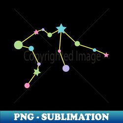 Aquarius Zodiac Constellation in Rainbow Pastels - Black - PNG Transparent Sublimation File - Capture Imagination with Every Detail