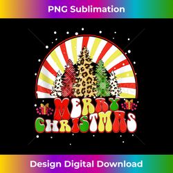 Merry Christmas Groovy Xmas Pine Tree Lights Leopard Retro Tank To - Sublimation-Optimized PNG File - Chic, Bold, and Uncompromising