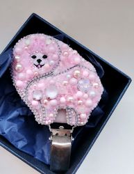 Pink Pomeranian brooch beaded, pomeranian jewelry, pet portrait, dog show, dog lover gift, pink dog