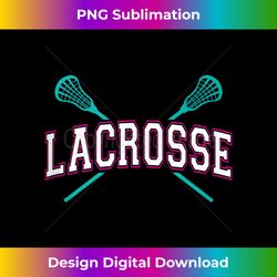 Lacrosse Crossed Sticks LAX Girly Teal PInk Head Girl Tank To - Futuristic PNG Sublimation File - Channel Your Creative Rebel