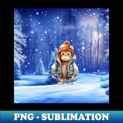 Christmas monkey - Vintage Sublimation PNG Download - Transform Your Sublimation Creations