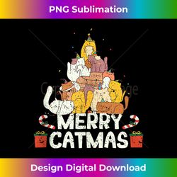 Merry Catmas Funny Cat Christmas Tree Cats Love Xmas Kitties Tank Top - Contemporary PNG Sublimation Design - Animate Your Creative Concepts