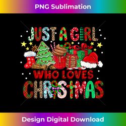 Just A Girl Who Loves Christmas Funny Santa Hat Xmas Tree Tank To - Urban Sublimation PNG Design - Enhance Your Art with a Dash of Spice
