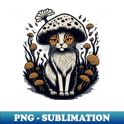 cat with a mushroom hat cottagecore - professional sublimation digital download - unleash your creativity