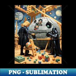 Darth and sith apprentice building the first Death Star prototype - Modern Sublimation PNG File - Perfect for Creative Projects