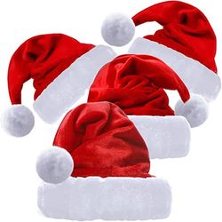 red santa hat with luxury white trim - santa claus christmas hat with soft white fur lining - high quality christmas cap