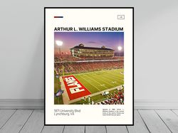 Arthur L Williams Stadium Print  Liberty Flames Poster  NCAA Stadium Poster   Oil Painting  Modern Art   Travel Art Prin
