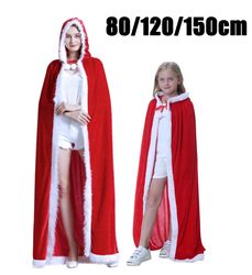 christmas performance costumes girls christmas dress christmas shawl cape white edge lamb velvet red with hat cloak