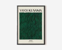 Yayoi Kusama Abstract Print, Yayoi Kusama Exhibition Art Print, Green Beige Wall Art, Famous Artist Print, Beige Gallery