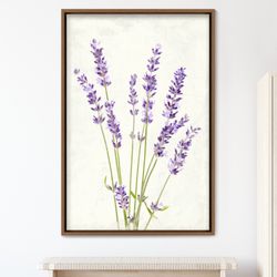 canvas wall art watercolor lavender bouquet floral botanical illustrations modern canvas art print, frame large wall art