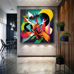 Abstract Canvas Art, Colorful Wall Decor, Living Room Wall Decor, Roll Up Canvas, Stretched Canvas Art, Framed Wall Art